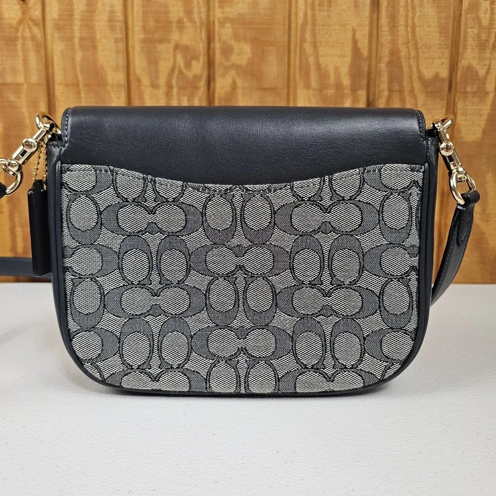 Coach Amelia Saddle Bag In Signature Jacquard Midnight Navy Cu998 Crossbody - Picture 6 of 13